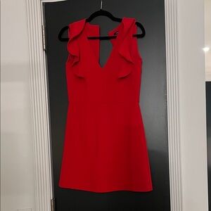 French Connection Vivid Red Ruffle Mini Dress